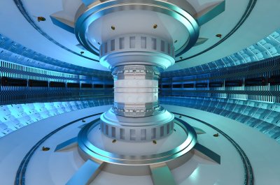 3d rendering smr or small modular nuclear fusion reactor core chamber inside